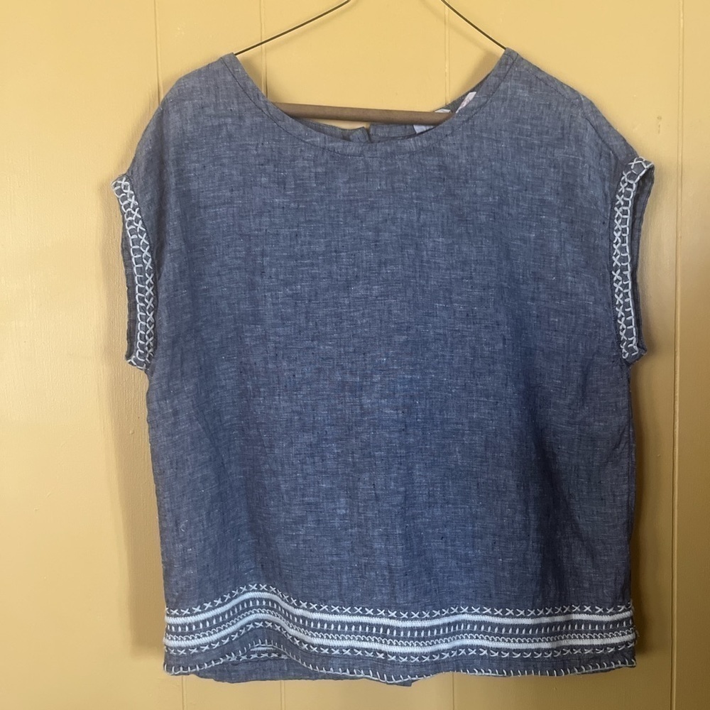Sigrid Olsen 100% Linen XS Top